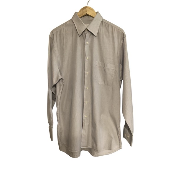 LUCIANO CECCARELLI LONG SLEEVE BUTTON DOWN BLUE WHITE STRIPE SHIRT MEN 16.5" - Picture 5 of 7